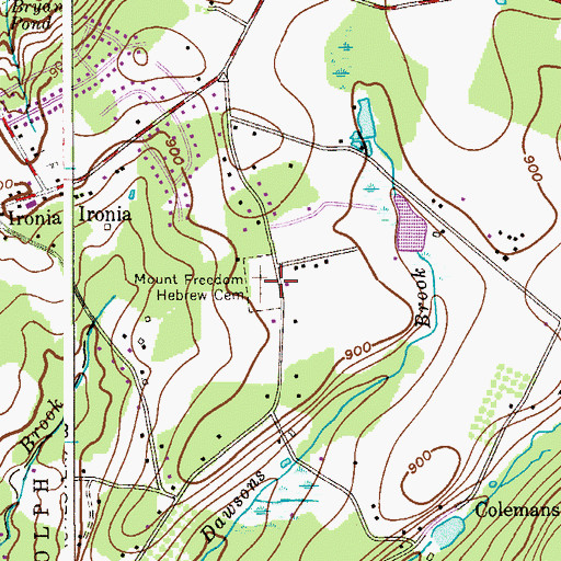 Topographic Map of Mount Freedom Hebrew Cemetery, NJ