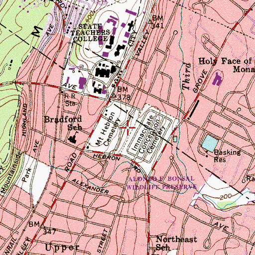 Topographic Map of Mount Hebron Cemetery, NJ