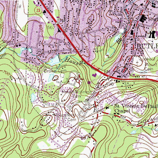 Topographic Map of Mount Holiness Cemetery, NJ