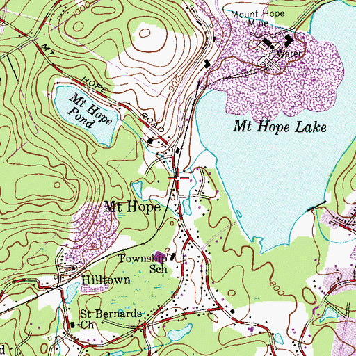 Topographic Map of Mount Hope, NJ