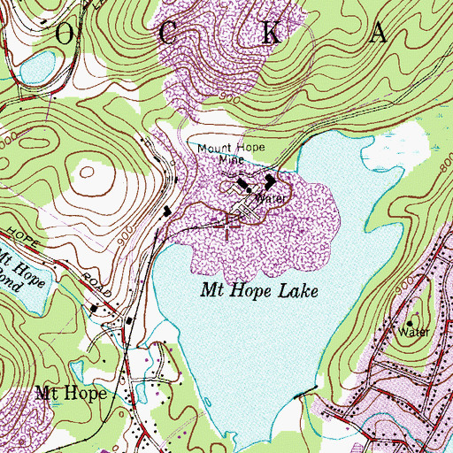 Topographic Map of Mount Hope Mine, NJ