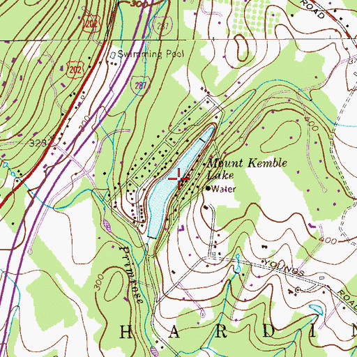 Topographic Map of Mount Kemble Lake, NJ