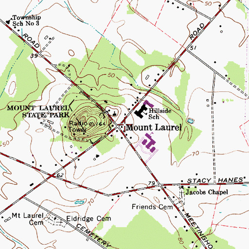 Topographic Map of Mount Laurel, NJ