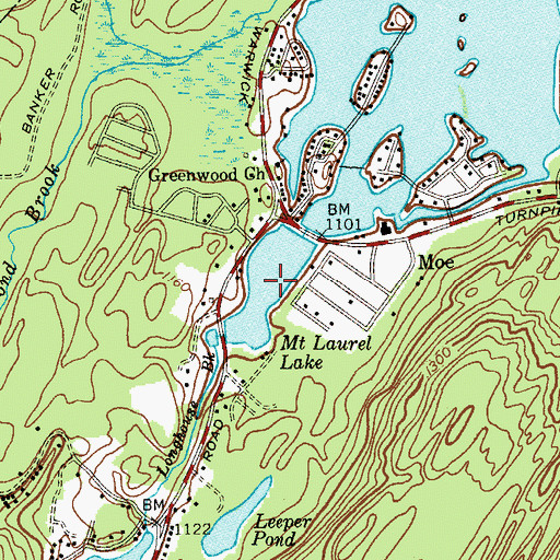 Topographic Map of Mount Laurel Lake, NJ