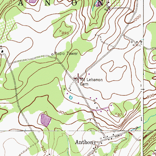 Topographic Map of Mount Lebanon Cemetery, NJ