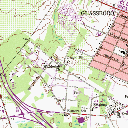 Topographic Map of Mount Moriah Church, NJ