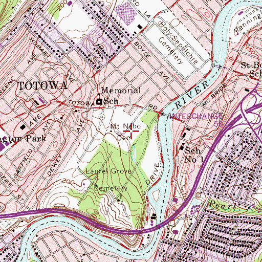 Topographic Map of Mount Nebo Cemetery, NJ