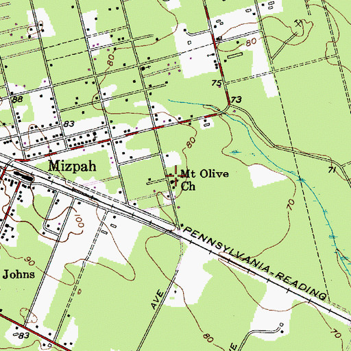 Topographic Map of Mount Olive Church, NJ