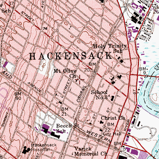 Topographic Map of Mount Olive Church, NJ