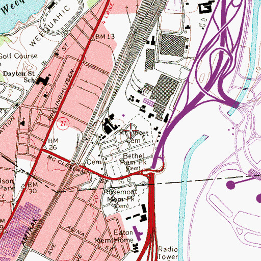 Topographic Map of Mount Olivet Cemetery, NJ