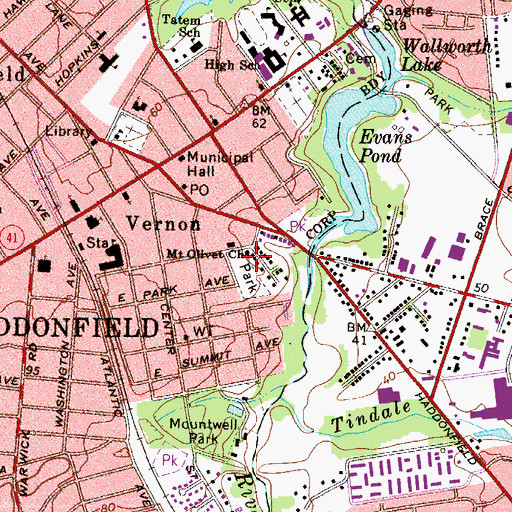 Topographic Map of Mount Olivet Church, NJ