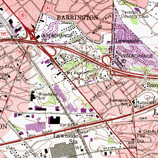 Topographic Map of Mount Peace Cemetery, NJ