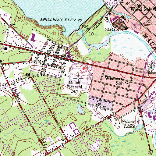 Topographic Map of Mount Pleasant Cemetery, NJ