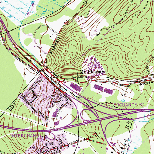 Topographic Map of Mount Pleasant School, NJ