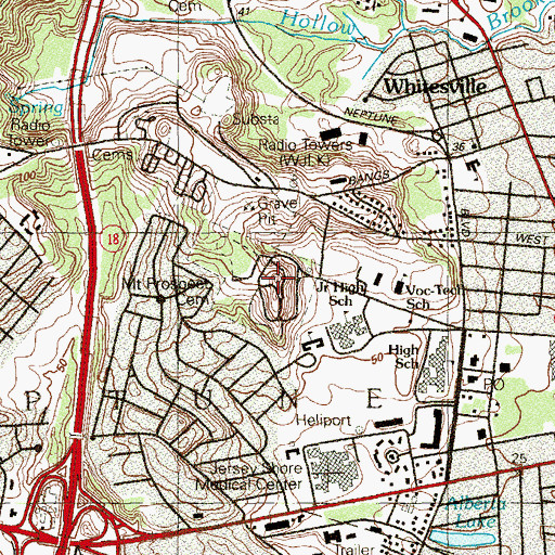 Topographic Map of Mount Prospect Cemetery, NJ