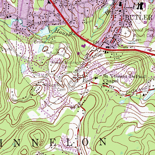 Topographic Map of Mount Rest Cemetery, NJ