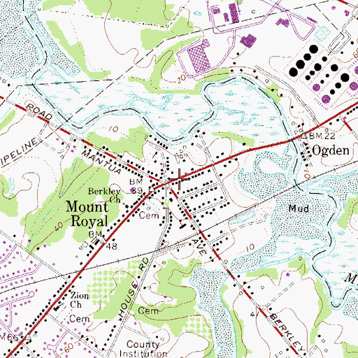 Topographic Map of Mount Royal, NJ