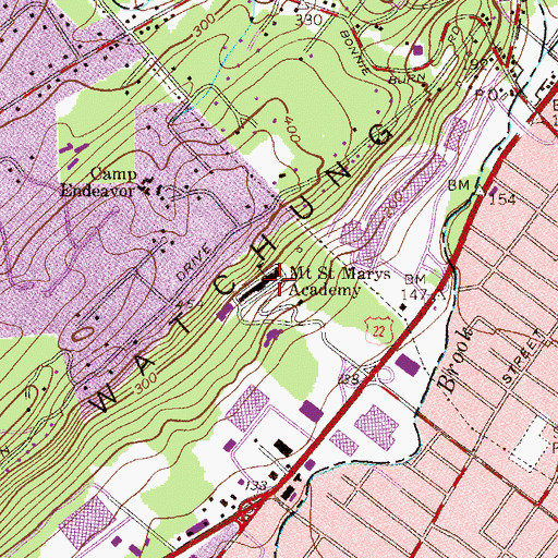 Topographic Map of Mount Saint Mary Academy High School, NJ
