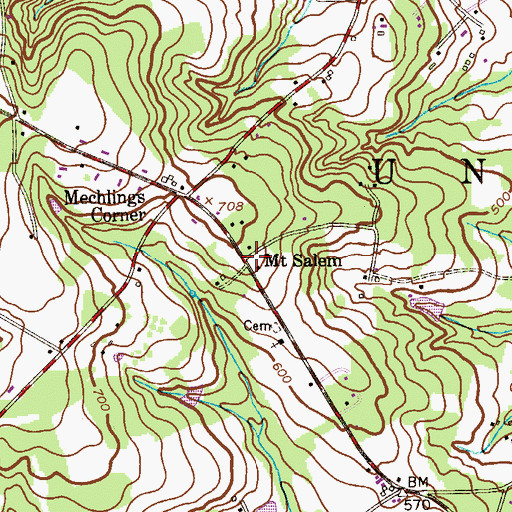 Topographic Map of Mount Salem, NJ