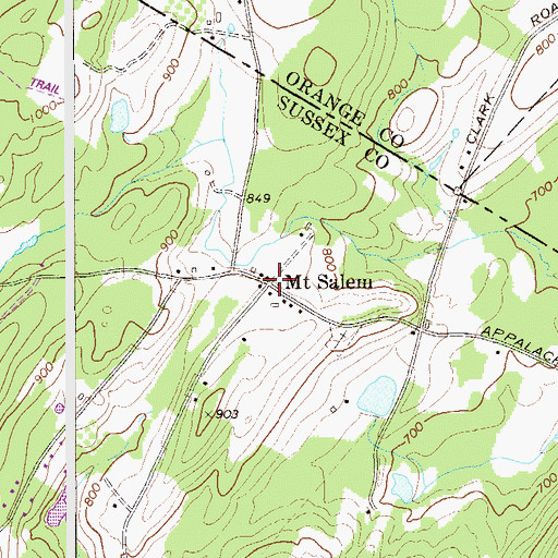 Topographic Map of Mount Salem, NJ