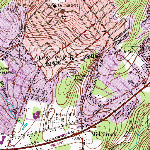 Topographic Map of Mount Sinai Cemetery, NJ