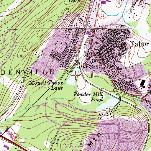Topographic Map of Mount Tabor Lake, NJ