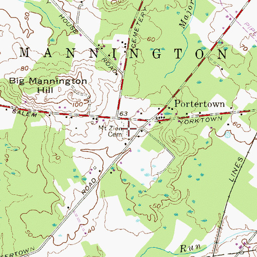 Topographic Map of Mount Zion Cemetery, NJ