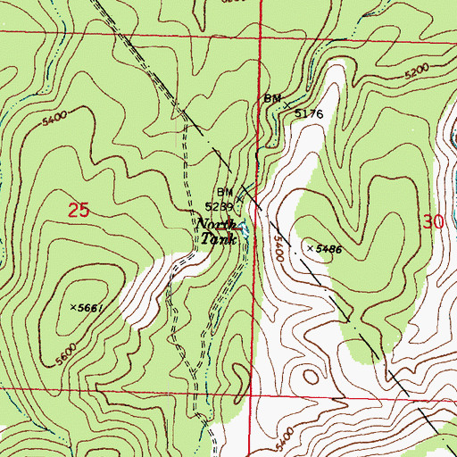 Topographic Map of North Tank, AZ
