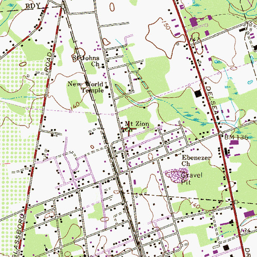 Topographic Map of Mount Zion Church, NJ