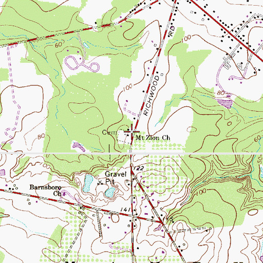 Topographic Map of Mount Zion Church, NJ