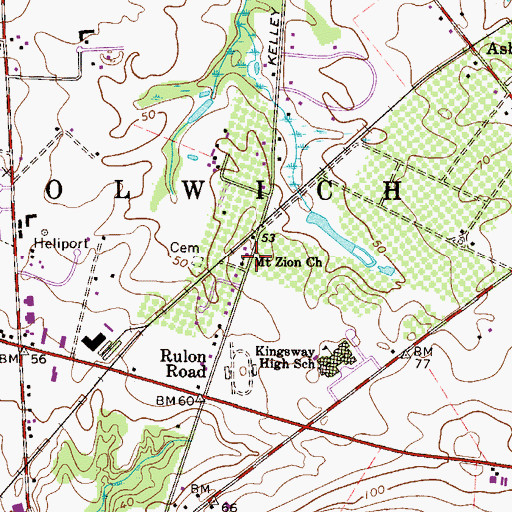 Topographic Map of Mount Zion Church, NJ