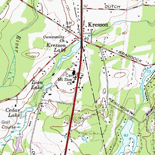 Topographic Map of Mount Zion Church, NJ