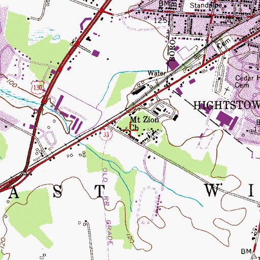Topographic Map of Mount Zion Church, NJ