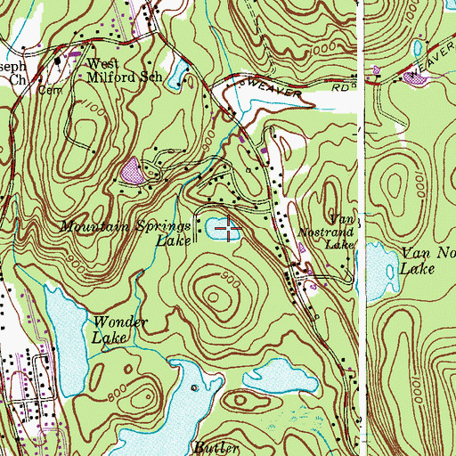 Topographic Map of Mountain Springs Lake, NJ