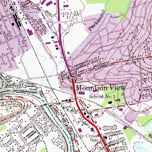 Topographic Map of Mountain View, NJ