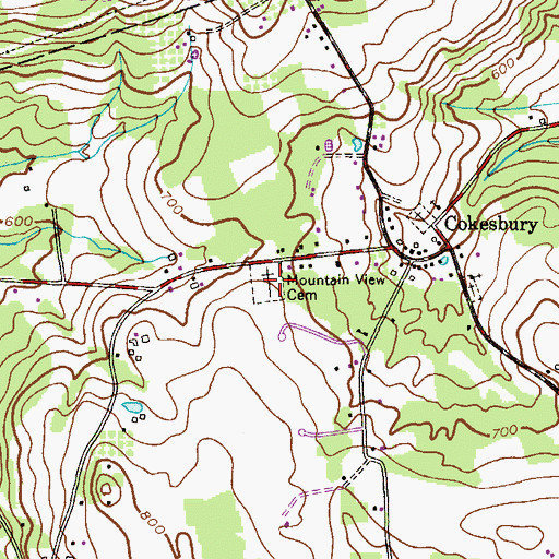 Topographic Map of Mountain View Cemetery, NJ