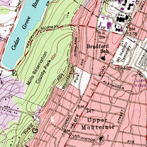 Topographic Map of Mountainside Park, NJ