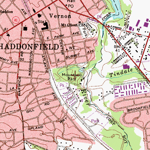 Topographic Map of Mountwell Park, NJ