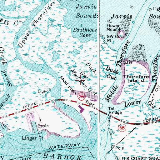 Topographic Map of Mud Hen Gut, NJ