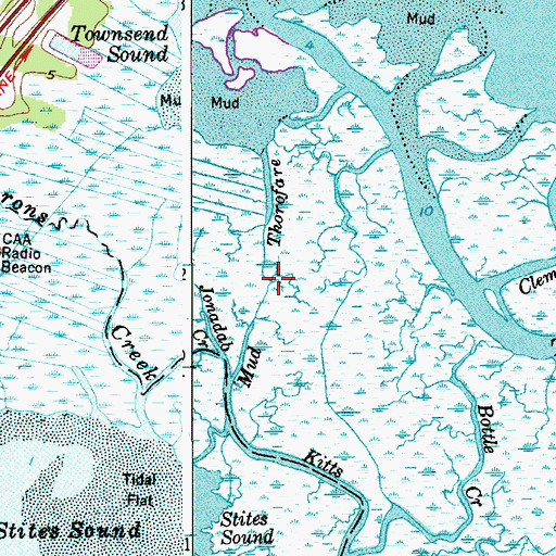 Topographic Map of Mud Thorofare, NJ