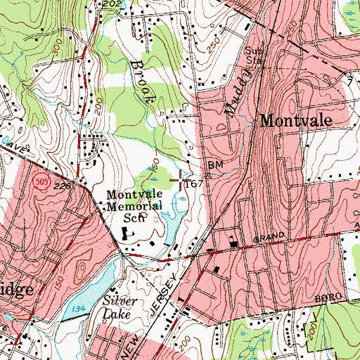 Topographic Map of Muddy Brook, NJ