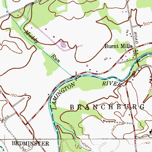 Topographic Map of Muddy Run, NJ