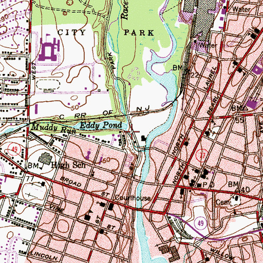 Topographic Map of Muddy Run, NJ