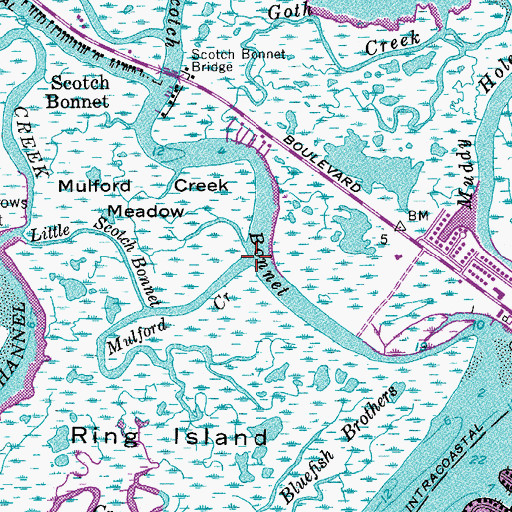Topographic Map of Mulford Creek, NJ
