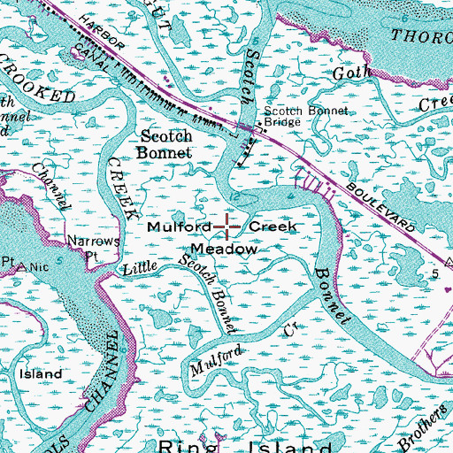 Topographic Map of Mulford Creek Meadow, NJ