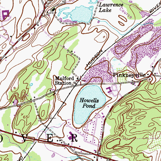 Topographic Map of Mulford Station, NJ