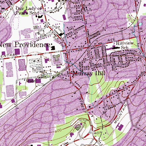 Topographic Map of Murray Hill, NJ