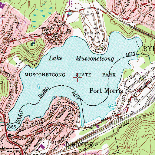 Topographic Map of Lake Musconetcong, NJ