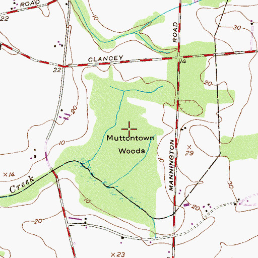 Topographic Map of Muttontown Woods, NJ