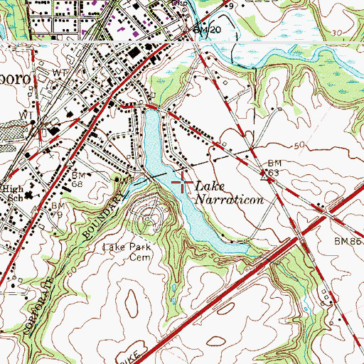 Topographic Map of Lake Narraticon, NJ